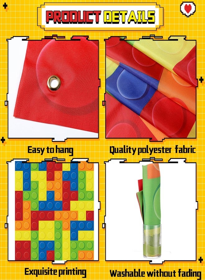 Panelee Building Block Party Supplies Colorful Bricks Toy Party Favor Trunk Decorating Kit Building Block Theme Birthday Party Banner Trunk or Treat Car Garage Decor - Image 4