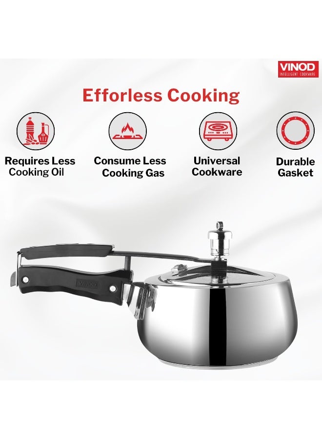 VINOD 3Liters Europa Stainless Steel Inner Lid 3 Litres Pressure Cooker Silver - Image 3