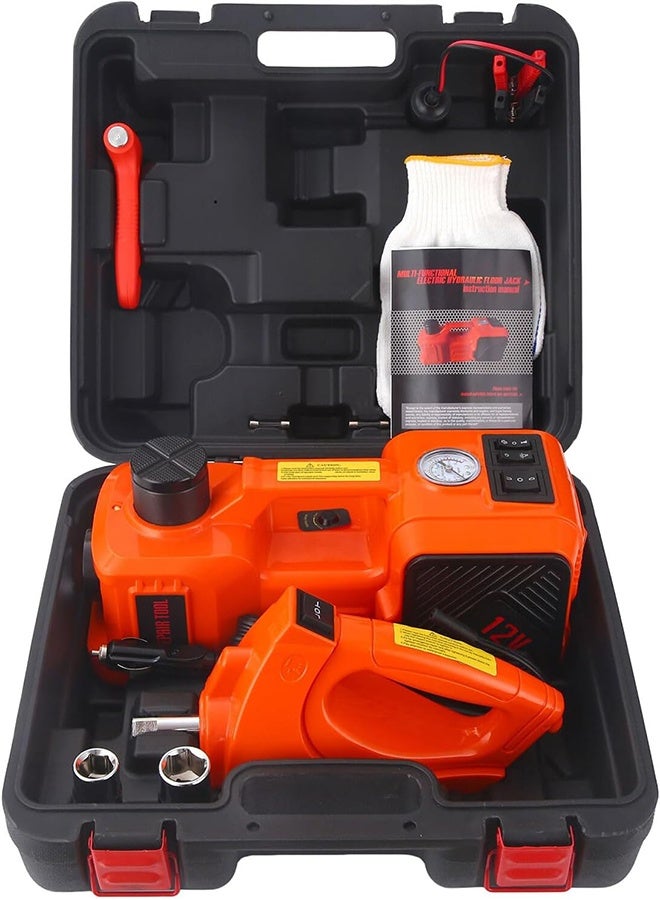 غاز مصمم خصيصًا لطرق السعودية: مجموعة رافعة هيدروليكية ٥ أطنان مع مفتاح كهربائي، مضخة هواء، إضاءة تحذيرية، ولوحة طوارئ. الحل الأمثل لطوارئ الطرق لجميع أنواع المركبات. - Image 2