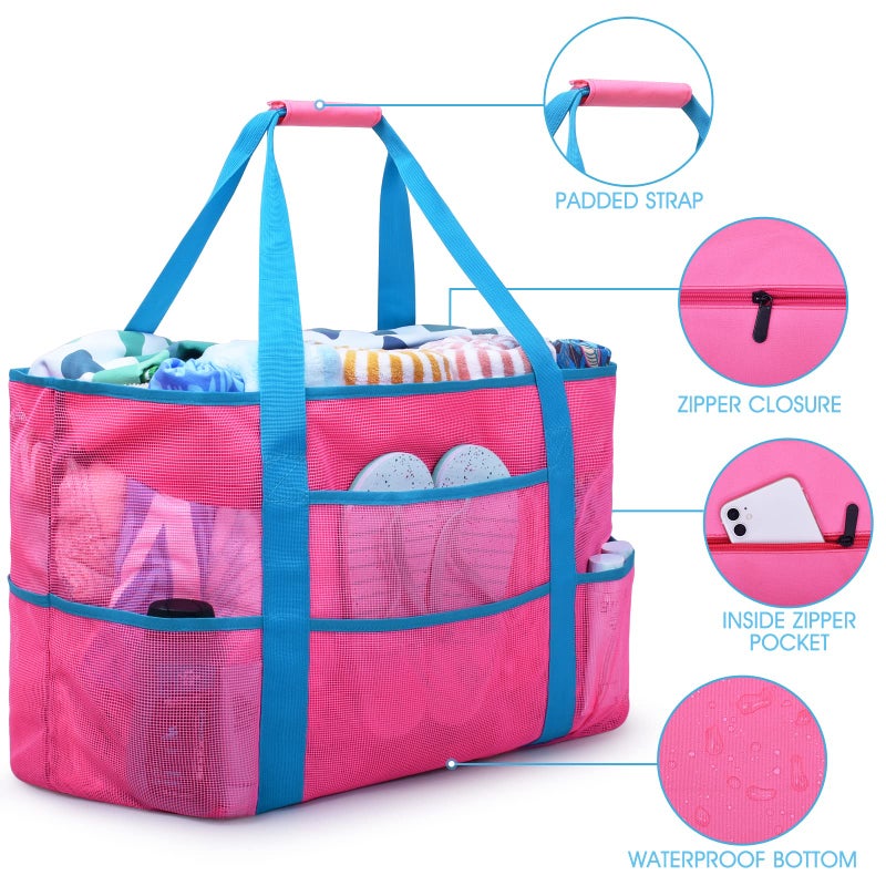 oscaurt Beach Bag, Extra Large Beach Bags for Women Waterproof Sandproof, Mesh Beach Tote Bags Pool Bag Beach Essentials - Image 2