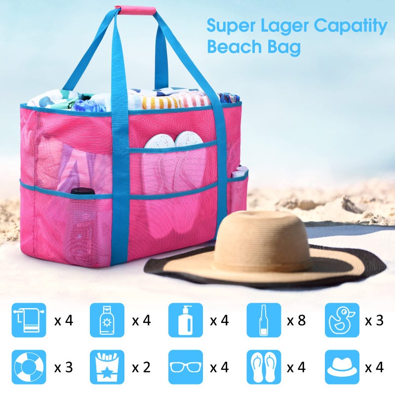 oscaurt Beach Bag, Extra Large Beach Bags for Women Waterproof Sandproof, Mesh Beach Tote Bags Pool Bag Beach Essentials - Image 4