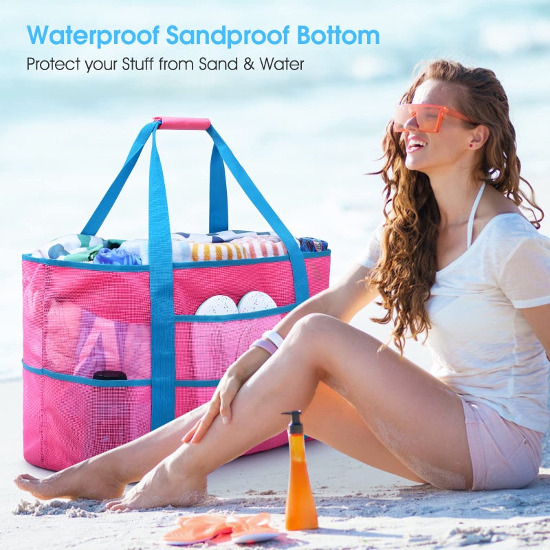 oscaurt Beach Bag, Extra Large Beach Bags for Women Waterproof Sandproof, Mesh Beach Tote Bags Pool Bag Beach Essentials - Image 5