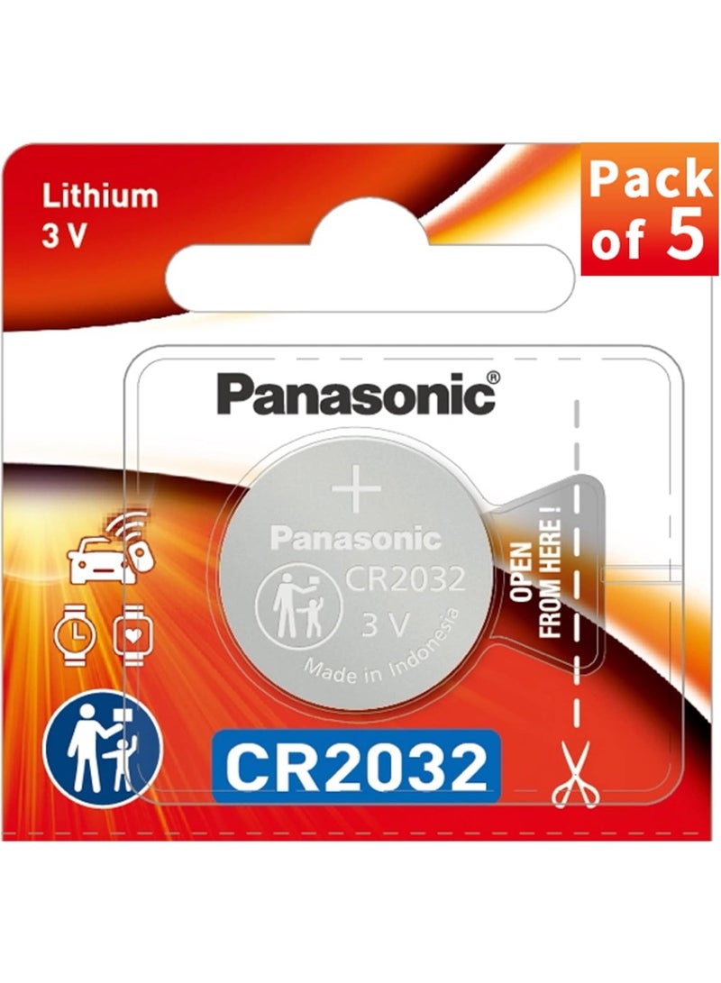 باناسونيك بطاريات ليثيوم CR2032 3 فولت - 5 قطع - Image 1