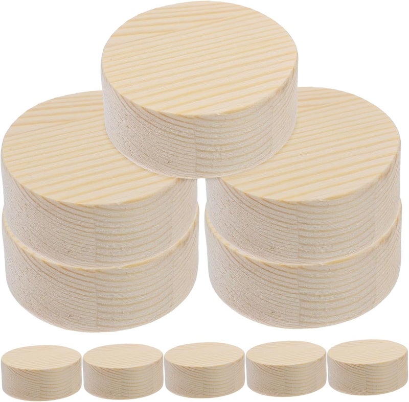 Healifty 10PCS Natural Round Wood Slices for DIY Hand Painting Craft Projects Smooth Sanded Wooden Chips for Ornaments Coasters Wedding and Holiday Decorations - Image 1