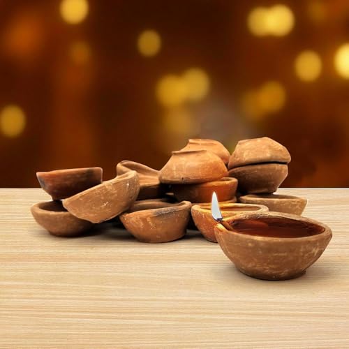 Gwan Natural Clay Traditional Diwali Ke Diye Earthen Clay Diye | Mitti Ke Diye | Diyas for Pooja,(Set of101) - Image 5