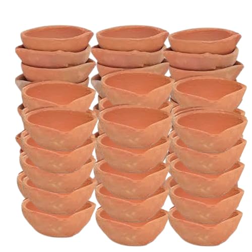 Gwan Natural Clay Traditional Diwali Ke Diye Earthen Clay Diye | Mitti Ke Diye | Diyas for Pooja,(Set of101) - Image 1