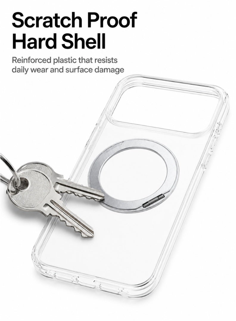 Clear Magnetic Case with Ring Stand for iPhone 17 Pro Max, Transparent Shockproof Back Cover - Image 5