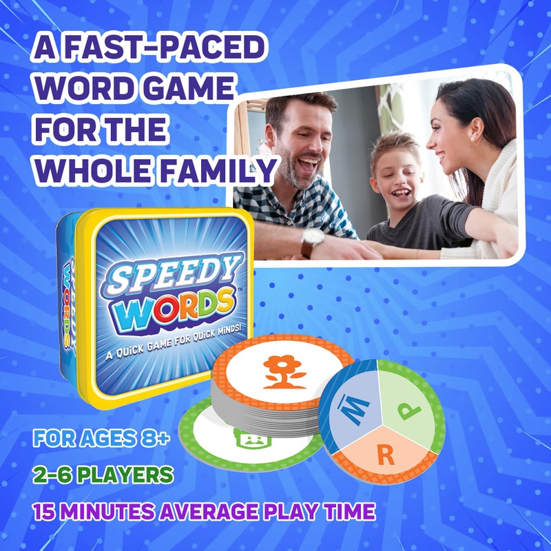 FoxMind Speedy Words Quick Word Game, On The Go Educational Kids and Adult Card Games, 15 Minute Fun Card Games for 2 Players or More, Card Game for Family Night, Parties, and More - Image 2