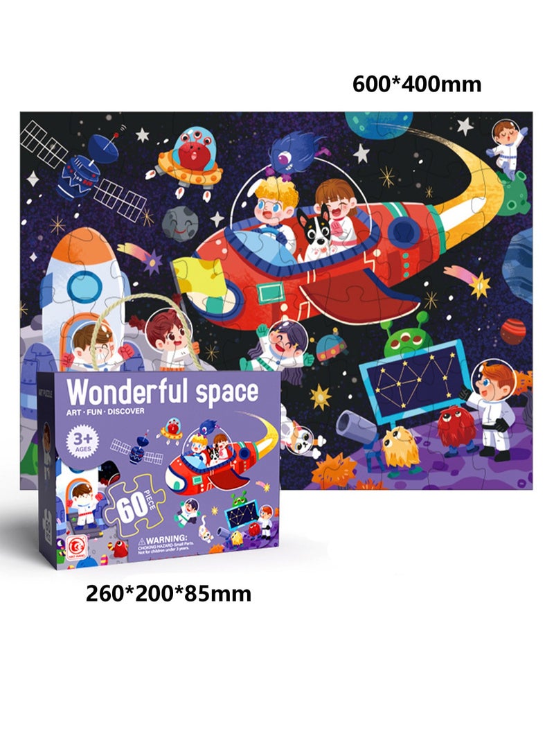 Educational Children's Floor Jigsaw Puzzle Toy, Preschool Learning and Educational Toy, Gift for 3-4 Years Old Boys and Girls (60 Pieces Wonderful Space) - Image 2