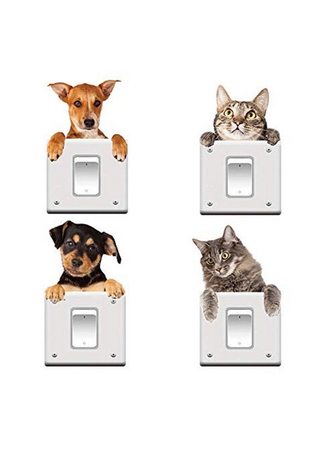Adam Victor Removable Switch Sticker 8 Cats And Dogs Lovely Wall Sticker Light Switch Decor Decals Family Diy Decor Art Stickers Home Decor Wall Art For Kids Bedroom Office Decoration(4 Styles)  - Image 1