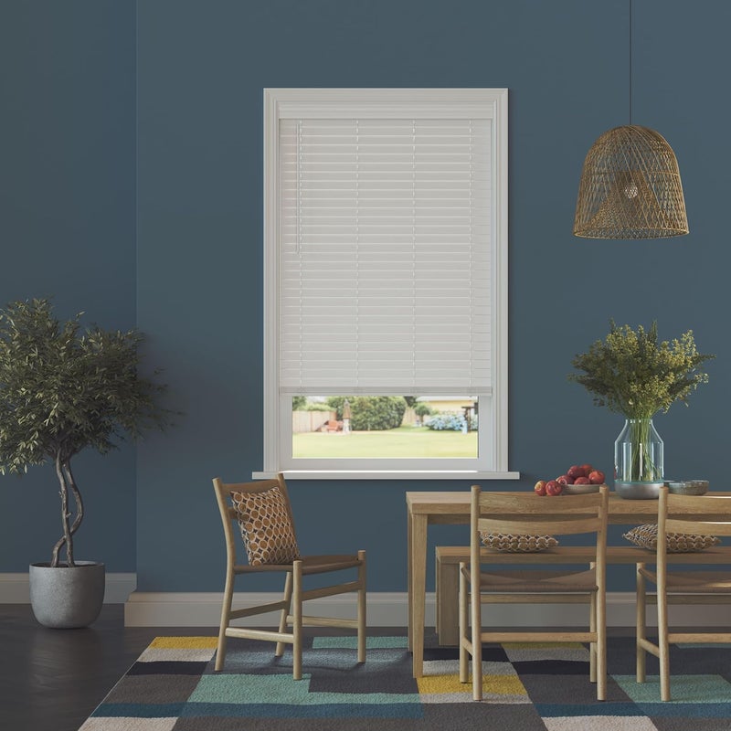 Lumino 2" Cordless Faux Wood Blinds – 28 x 60 White, Room Darkening Window Blinds for Indoor Windows, Custom Size Faux Wood Plantation Blinds with Classic Valance, Inside Mount, Easy Install - Image 3
