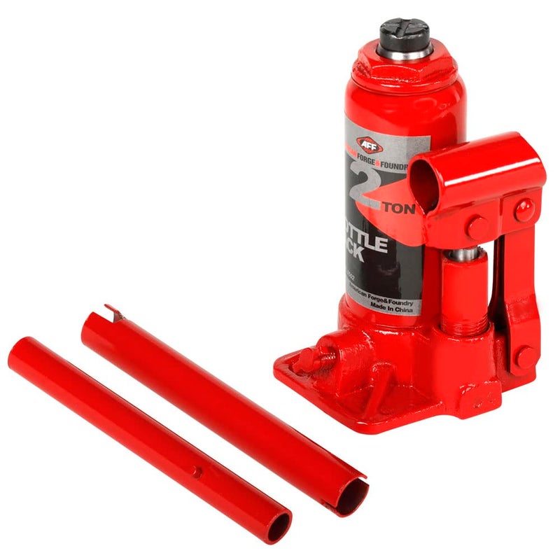AFF Heavy Duty 2 Ton Bottle Jack Manual Machine Hardened Steel Saddles Centered Pumps and Rams 3502