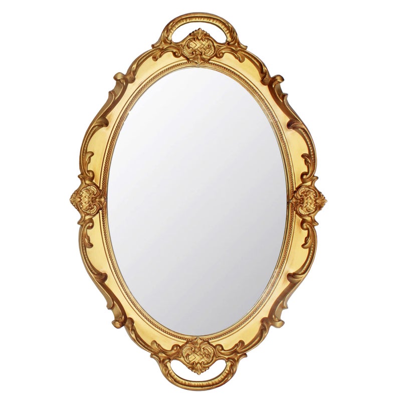Eaoundm 145 x 10 inchs Small Oval Antique Decorative Wall Mirror Vintage Hanging Mirror Gold