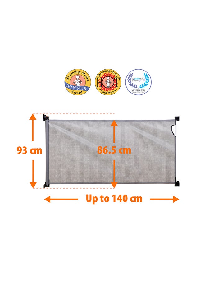 dreambaby - Retractable Baby Safety Gate, Extra Wide And Tall Mesh Gate - Grey - Image 1
