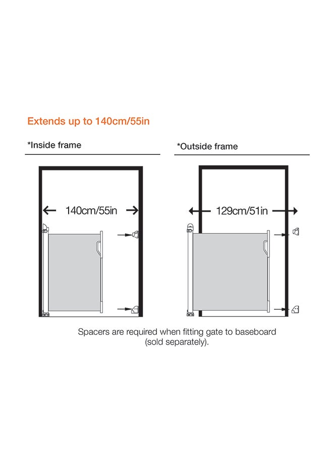 dreambaby - Retractable Baby Safety Gate, Extra Wide And Tall Mesh Gate - Grey - Image 1