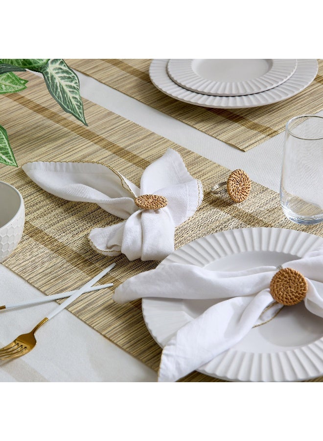 Home Box Wooden Napkin Ring Set - Natural Color - 4 Pieces - Image 4