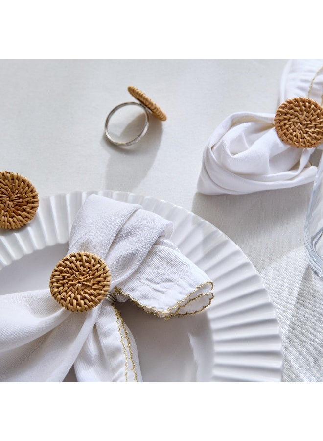 Home Box Wooden Napkin Ring Set - Natural Color - 4 Pieces - Image 1