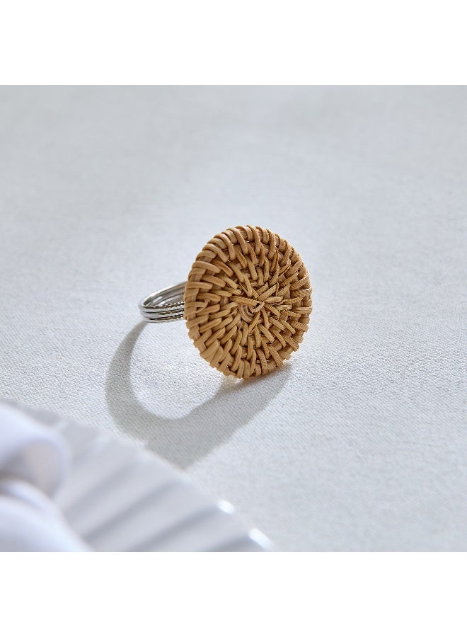 Home Box Wooden Napkin Ring Set - Natural Color - 4 Pieces - Image 3