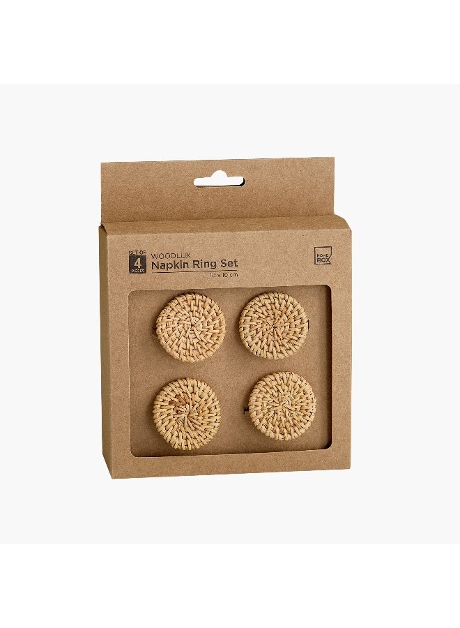 Home Box Wooden Napkin Ring Set - Natural Color - 4 Pieces - Image 5