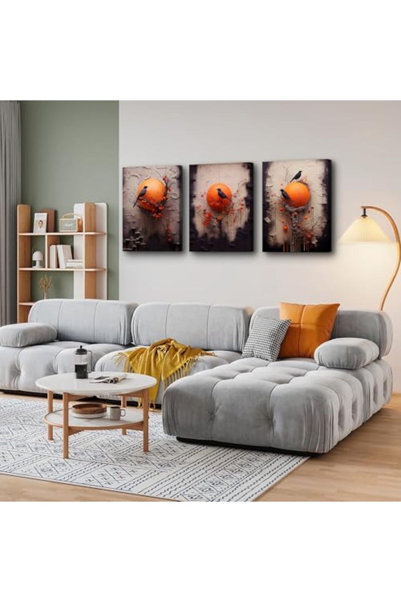 TTHYUEWS Large Canvas Wall Decor For Bedroom Wall Art For Living Room Fashion Modern Office Decorations Wall Paintings Bird Abstract Wall Pictures Posters Inspirational Artworks Home Decor 3 Piece - Image 2