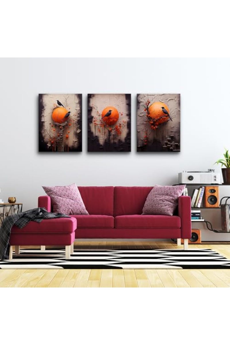 TTHYUEWS Large Canvas Wall Decor For Bedroom Wall Art For Living Room Fashion Modern Office Decorations Wall Paintings Bird Abstract Wall Pictures Posters Inspirational Artworks Home Decor 3 Piece - Image 3
