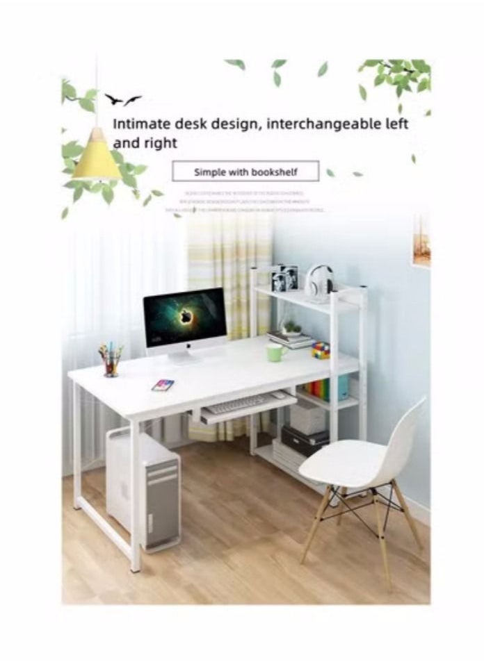 NLUNLB - Computer Desk With Bookshelf Family Office Workstation Workstation Small Space Learning Contemporary Style 120 x 40 CM - Image 1