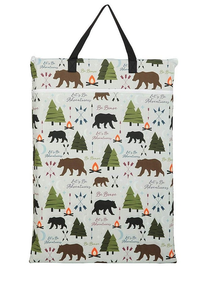Hibaby Large Hanging Wet/Dry Cloth Diaper Pail Bag for Reusable Diapers or Laundry (Bear)