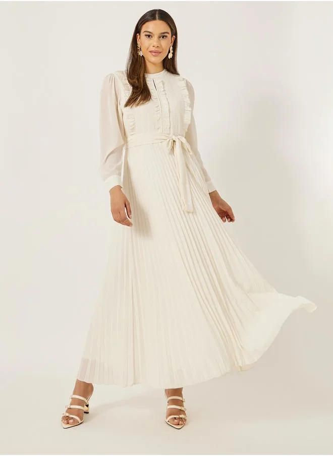 ستايلي Pleated Ruffle Detail A-Line Maxi Dress