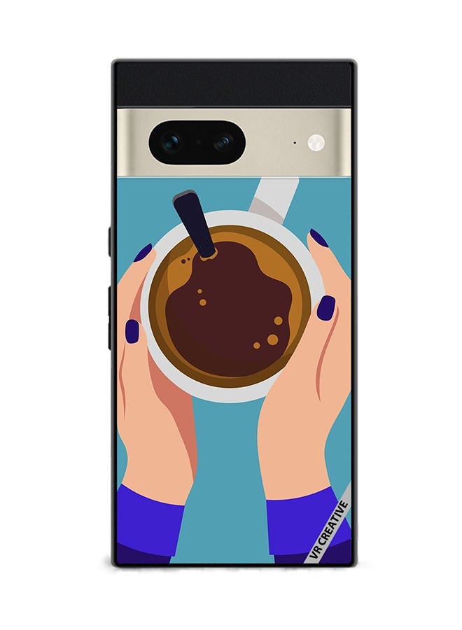 VR CREATIVE Protective Case Cover For Google Pixel 7 Female Hands Holding Cup Of Coffee Design Multicolour - Image 1