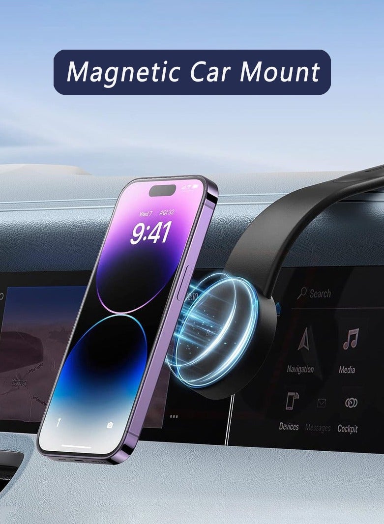Super Strong Magnetic Car Phone Mount MagSafe Phone Holder for iPhone Android Universal 360 Rotation Car Mount for Dashboard Windshield Vent Air Vent No Shake No Drop Secure Phone Holder - Image 1
