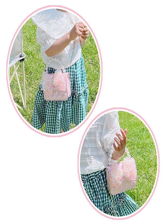 ELEMIRSA Girl Handbag Purse for Little Girls Kids Pretend Play Dress Up Necklace Hair Accessories Jewelry Set, Light Pink - Image 5
