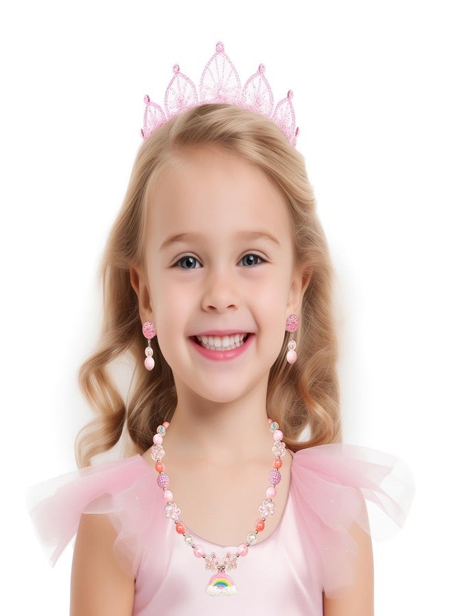 ELEMIRSA Girl Handbag Purse for Little Girls Kids Pretend Play Dress Up Necklace Hair Accessories Jewelry Set, Light Pink - Image 2