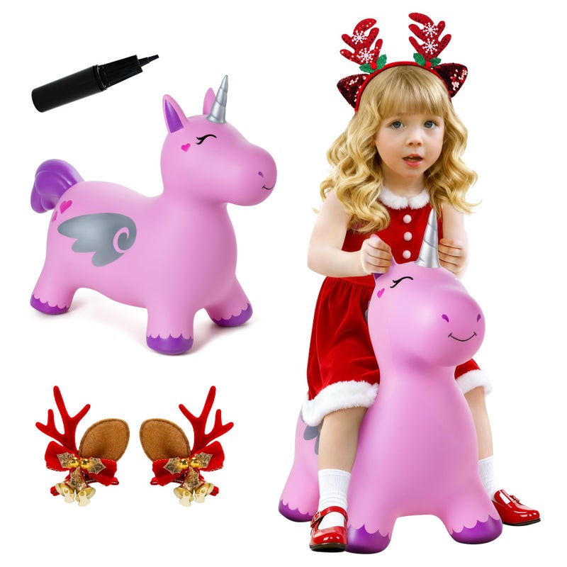 ZOOJOY Unicorn Bouncy Hopper Inflatable Bouncy Horse Hopping Toys for Toddlers 13 Indoor Outdoor Bounce and Ride On Bouncer Boys Girls Birthday with Free Pump - Image 3