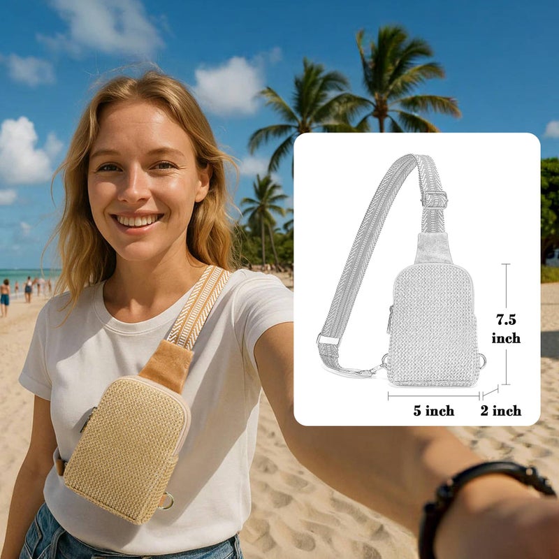 INICAT Small Faux Straw Crossbody Bag for Women, Lightweight Summer Beach Sling Purse for Everyday Errands and Casual Outings - Image 2