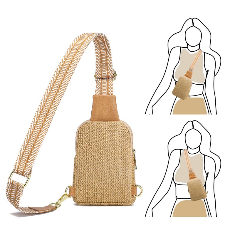 INICAT Small Faux Straw Crossbody Bag for Women, Lightweight Summer Beach Sling Purse for Everyday Errands and Casual Outings - Image 5