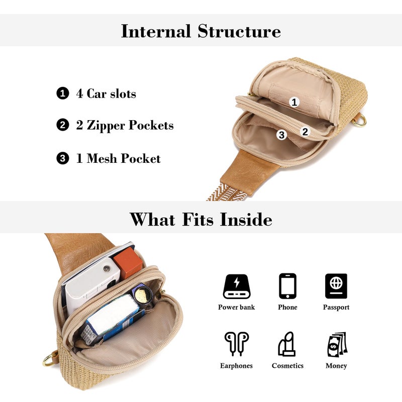 INICAT Small Faux Straw Crossbody Bag for Women, Lightweight Summer Beach Sling Purse for Everyday Errands and Casual Outings - Image 4