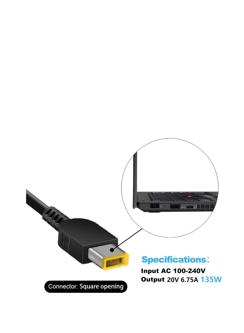 Terabyte 20V 6.75A 135W Laptop Power Supply Charger for Lenovo ADL135NDC3A ADL135NLC3A ADL135NCC3A Thinkpad T440P T450P T460P T470P T540P T550P W540 W550 Workstation Legion Y70 000 00 20 AC Adapter - Image 2