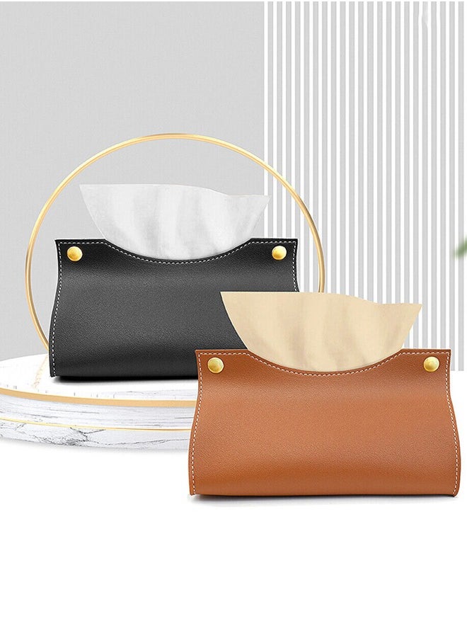 Generic Tissue Box Holder, Modern PU Leather Rectangular Tissue Box Cover Holder Organizer for Bathroom Home Living Room, Bedroom, Kitchen, Vanity Countertop, Office Desk Tissue Box Cover for Car  - Image 4