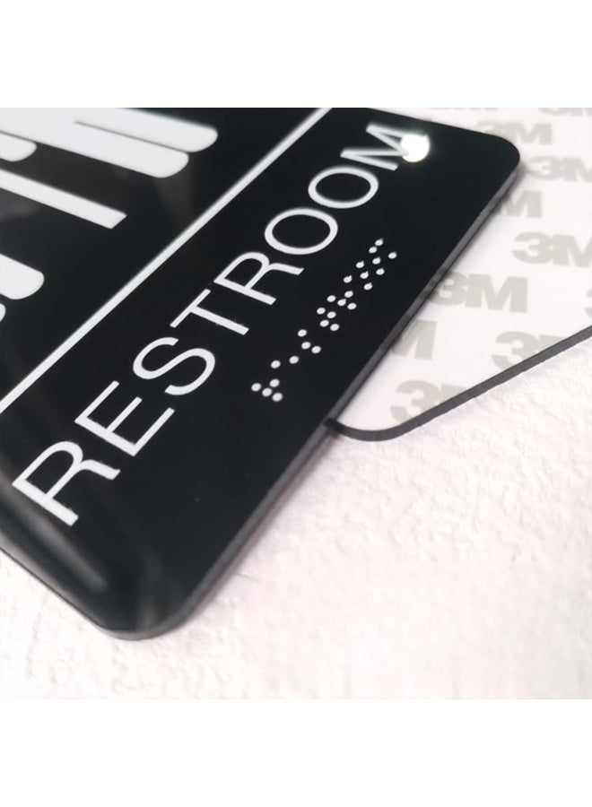 Restroom Signs Self-Stick ADA Braille Unisex Bathroom Signs with Double Sided 3M Tape for Office or Business Bathroom and Toilet Door or Wall Decor 9”X 6”  - Image 3