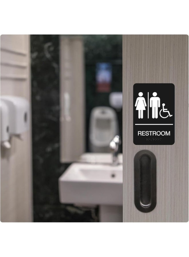 Restroom Signs Self-Stick ADA Braille Unisex Bathroom Signs with Double Sided 3M Tape for Office or Business Bathroom and Toilet Door or Wall Decor 9”X 6”  - Image 5