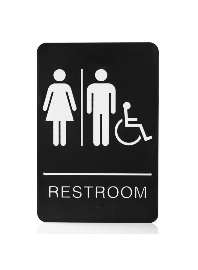 Restroom Signs Self-Stick ADA Braille Unisex Bathroom Signs with Double Sided 3M Tape for Office or Business Bathroom and Toilet Door or Wall Decor 9”X 6”  - Image 1