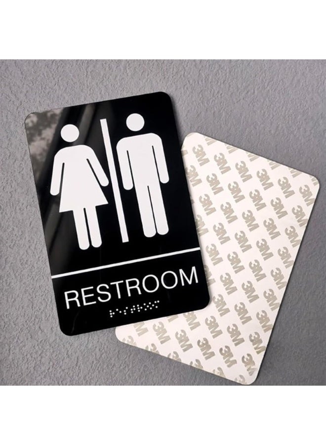 Restroom Signs Self-Stick ADA Braille Unisex Bathroom Signs with Double Sided 3M Tape for Office or Business Bathroom and Toilet Door or Wall Decor 9”X 6”  - Image 4