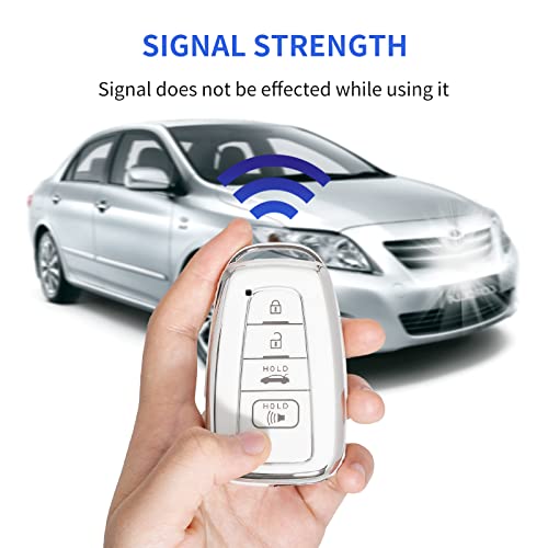 OFFCURVE غطاء مفتاح سيارة OFFCURVE لتويوتا - غطاء مفتاح فوب من TPU الناعم الفاخر - حامل مفتاح يناسب تويوتا RAV4 وكامري وكورولا وأفالون وC-HR وبريوس وGT86 وهايلاندر من 2018-2022، أبيض - Image 5