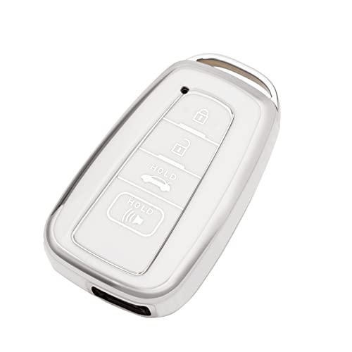 OFFCURVE غطاء مفتاح سيارة OFFCURVE لتويوتا - غطاء مفتاح فوب من TPU الناعم الفاخر - حامل مفتاح يناسب تويوتا RAV4 وكامري وكورولا وأفالون وC-HR وبريوس وGT86 وهايلاندر من 2018-2022، أبيض - Image 1