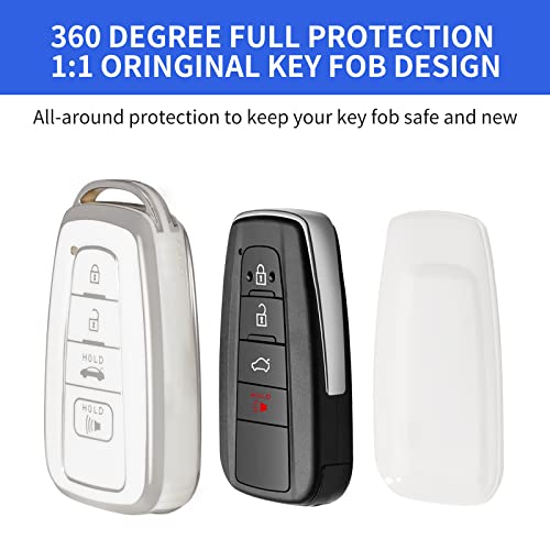OFFCURVE غطاء مفتاح سيارة OFFCURVE لتويوتا - غطاء مفتاح فوب من TPU الناعم الفاخر - حامل مفتاح يناسب تويوتا RAV4 وكامري وكورولا وأفالون وC-HR وبريوس وGT86 وهايلاندر من 2018-2022، أبيض - Image 3