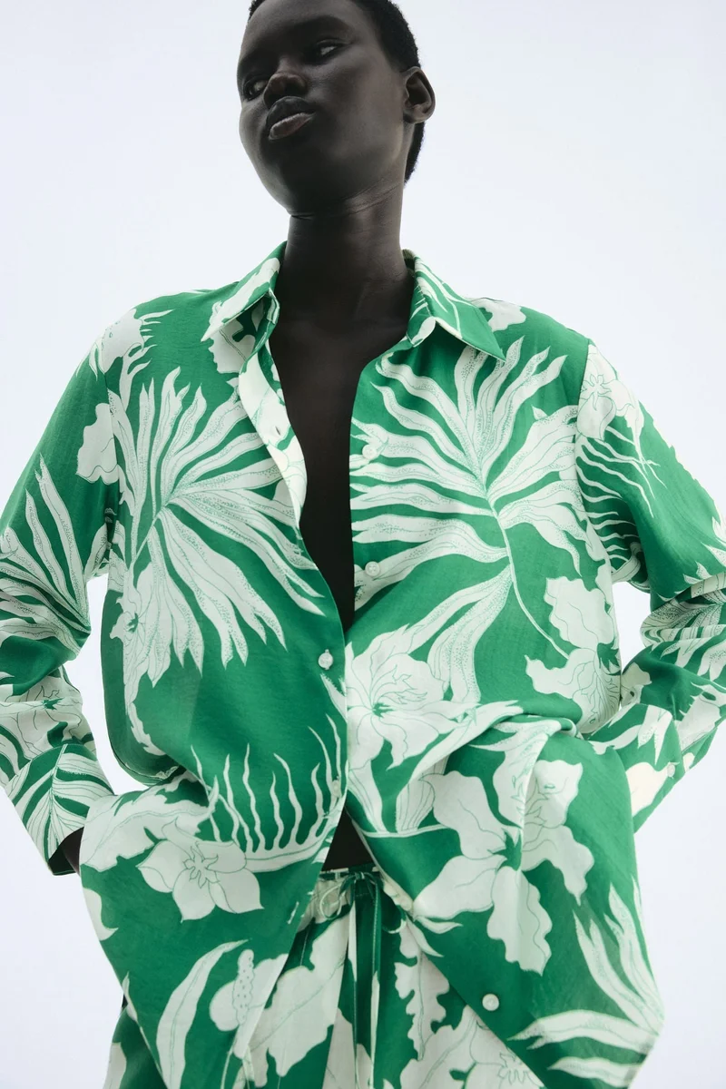 H&M Patterned oversized shirt