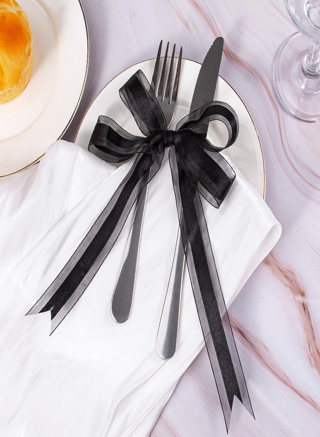 Zerofy Satin Ribbon with Organza Edge Ribbons 1 Inch for Gift Wrapping Bows Crafts Wedding Decorations (Black - Image 5