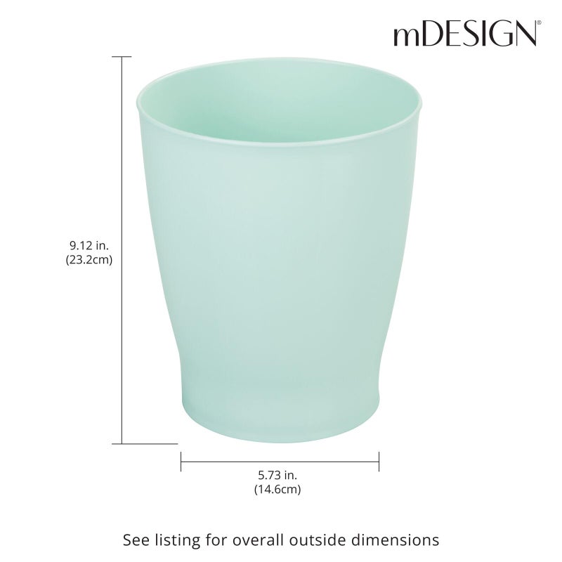 mDesign Round Plastic Bathroom Garbage Can, 1.25 Gallon Wastebasket, Garbage Bin, Trash Can for Bathroom, Bedroom, and Kids Room - Small Trash Can - Fyfe Collection - Mint Green - Image 4
