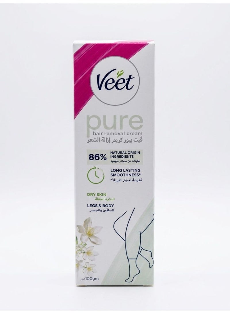 Veet Silky Fresh Hair Removal Cream Body & Legs for Dry Skin, Nourishing Shea Butter & Lily Fragrance – 100g - Image 1