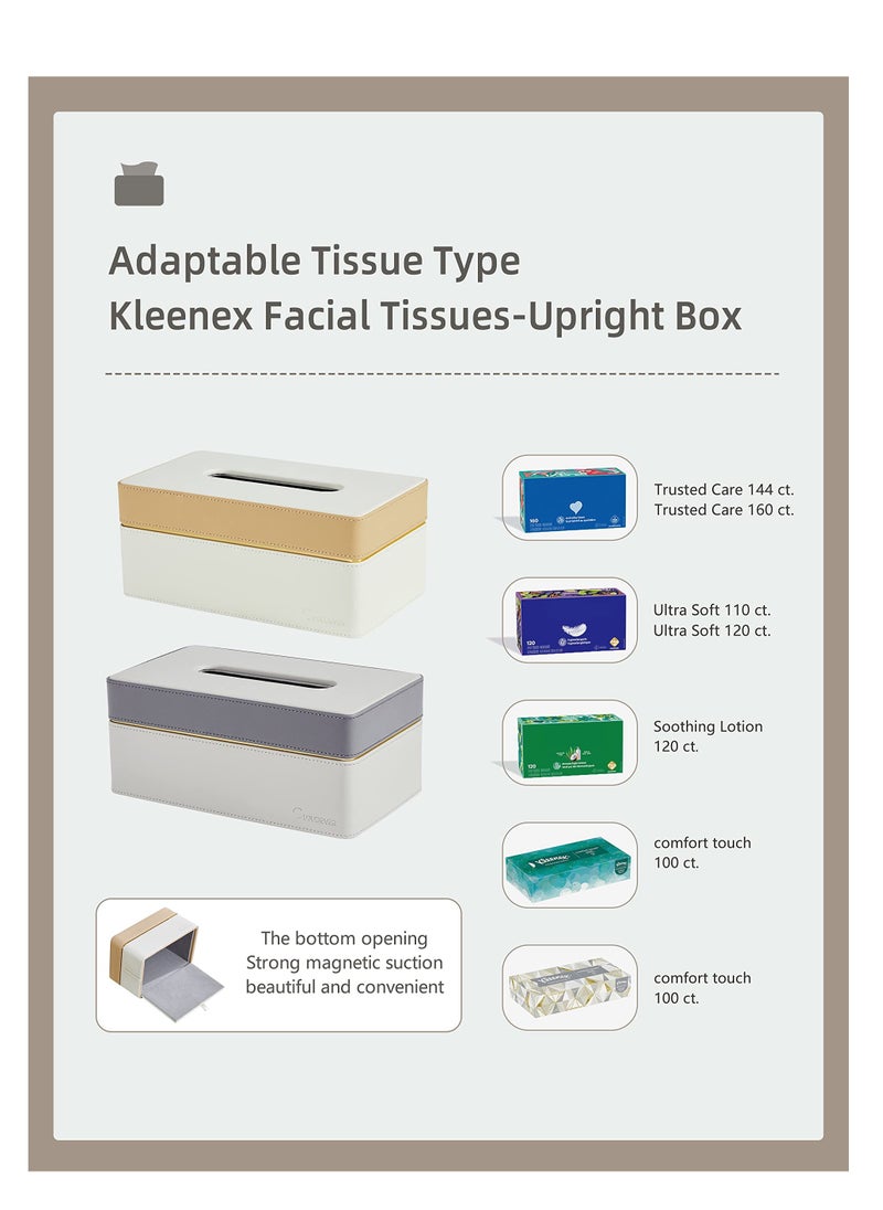 Excefore Tissue Box, Rectangular PU Leather Tissues Box Holder, Napkin Facial Tissues Holder Dispenser, for Car, Bathroom, Office, Home Decor - Apricot Cream (1 pcs)  - Image 4